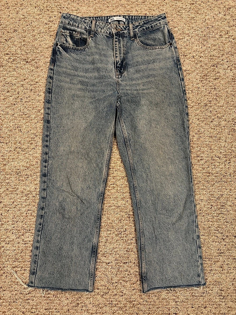 Zara wide Leg Jeans in Blue Waist sz 8